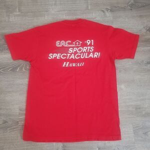 Vintage 90s 1991 ERC Sports Spectacular Hawaii Red T Shirt Mens L Hanes Beefy-T